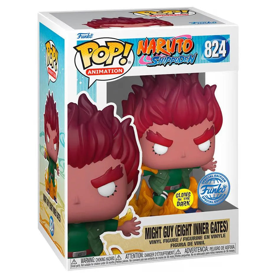 Funko Pop! Animation: Naruto Shippuden – Might Guy (Eight Inner Gates) Glow Exclusive Figure #824 - Funko - Ginga Toys