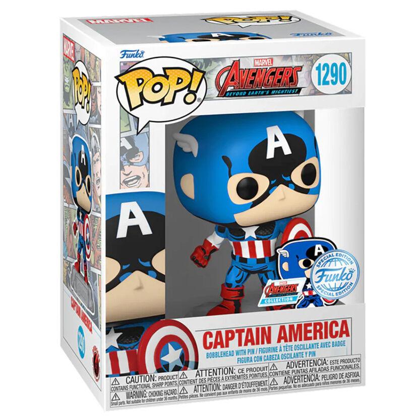 Funko Pop! The Avengers Captain America Exclusive Figure / Enamel Pin #1290 - Funko - Ginga Toys