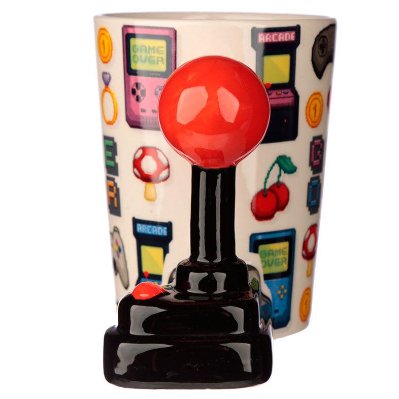 Game Over Joystick with Pixel Decal Ceramic Shaped Handle Mug - Puckator - Ginga Toys