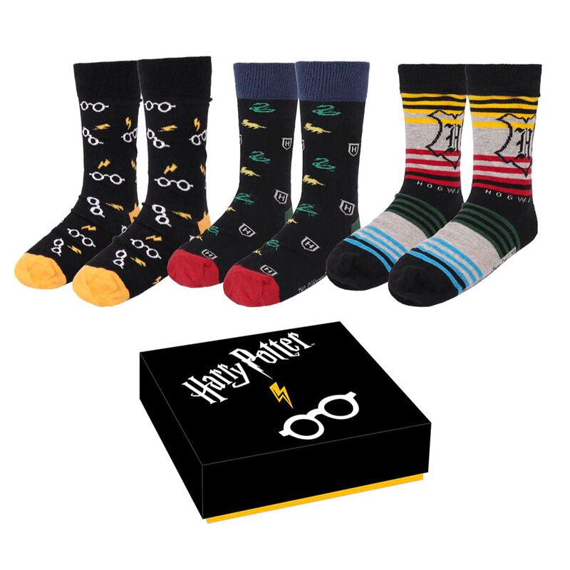 Harry Potter Adult Socks Pack 3 Pieces Gift Box 35/41 - Cerda - Ginga Toys
