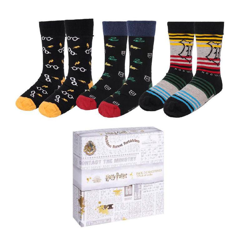 Harry Potter Adult Socks Pack 3 Pieces Gift Box 40/46 - Cerda - Ginga Toys