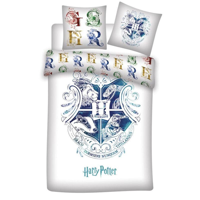 Harry Potter Hogwarts microfiber White duvet cover bed 135cm - Warner Bros - Ginga Toys
