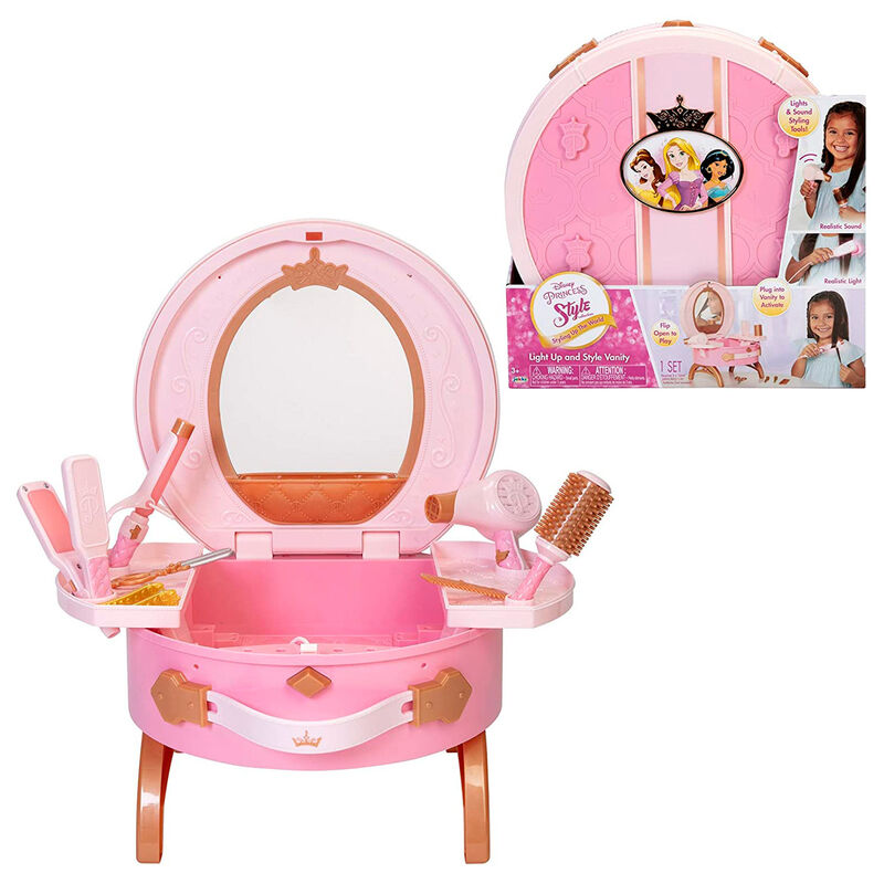Disney Princess Style Collection Light Up & Style Vanity Travel Dresser Set - Ginga Toys