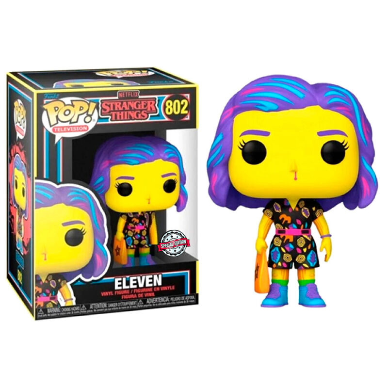 Funko Pop! Television: Stranger Things - Eleven (in Mall Outfit) Blacklight Exclusive Vinyl Figure #802 - Ginga Toys