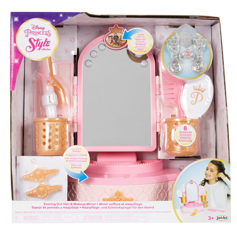 JAKKS Pacific Disney Princess Style Collection Evening Out Hair & Makeup Mirror Light-Up Vanity Playset - Ginga Toys