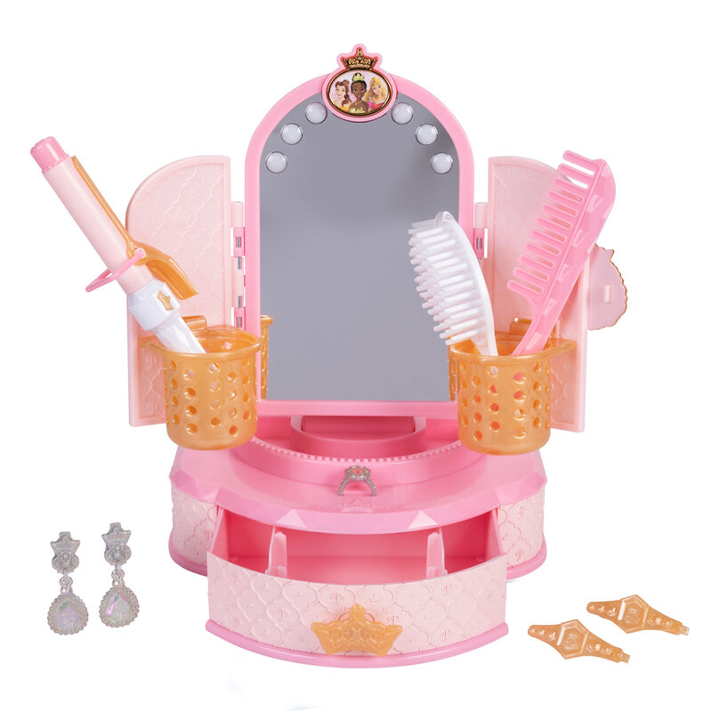 JAKKS Pacific Disney Princess Style Collection Evening Out Hair & Makeup Mirror Light-Up Vanity Playset - Ginga Toys