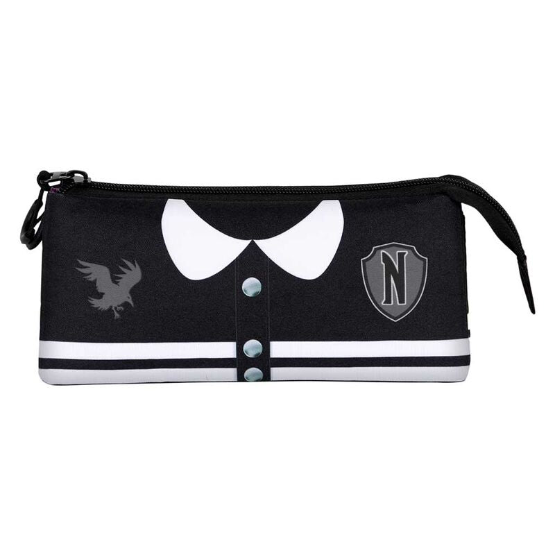Netflix TV Wednesday Varsity-FAN Black Triple Pencil Case - Ginga Toys