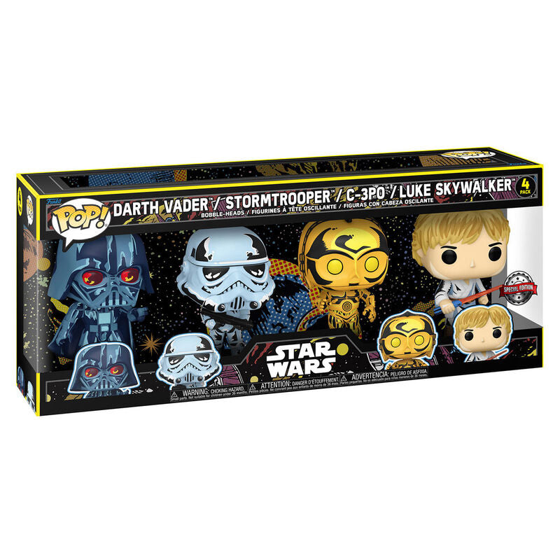 Funko Pop! Star Wars: Darth Vader / Stormtrooper / C-3PO / Luke Skywalker Exclusive Multipack - 4 Pack Vinyl Figures - Ginga Toys
