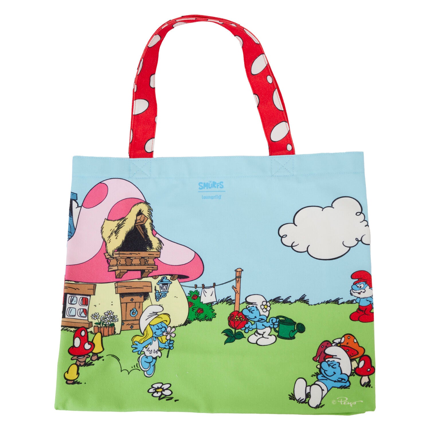 Loungefly Lafig Smurfs Village Life Canvas Tote Bag - Ginga Toys