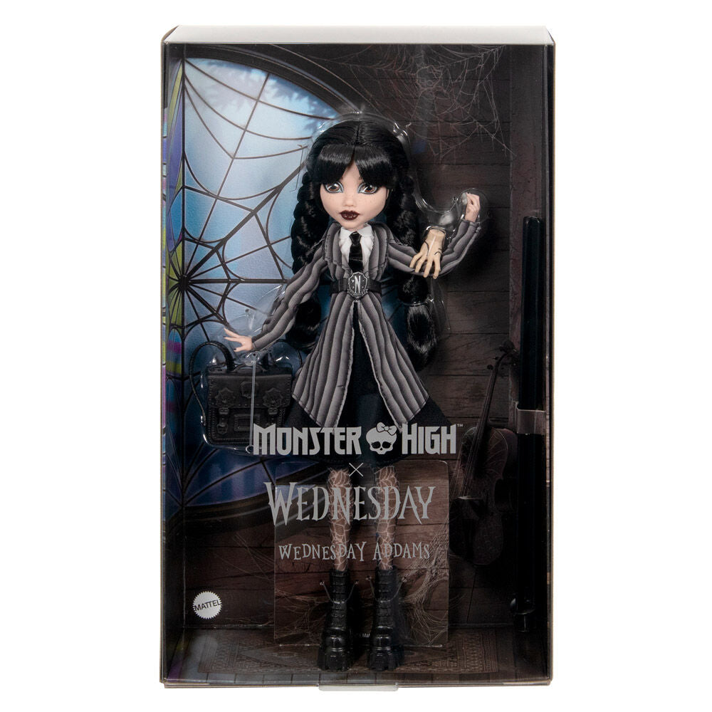 Monster High Wednesday Collectible Doll - Wednesday Addams in Nevermore Academy Uniform With Thing - Ginga Toys