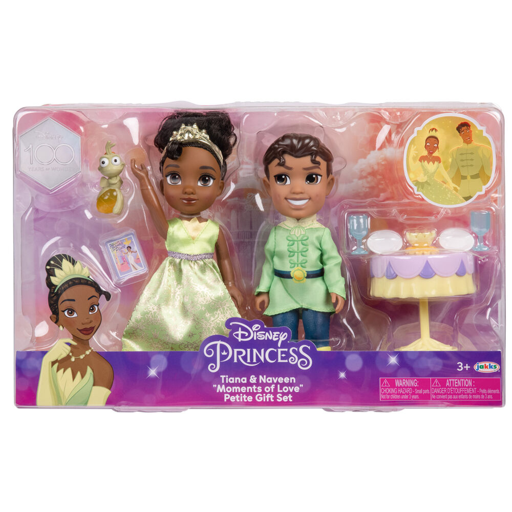 JAKKS Pacific Disney The Princess and the Frog Princess Tiana & Naveen Doll "Moments of Love" Petite Gift Play Set - Ginga Toys