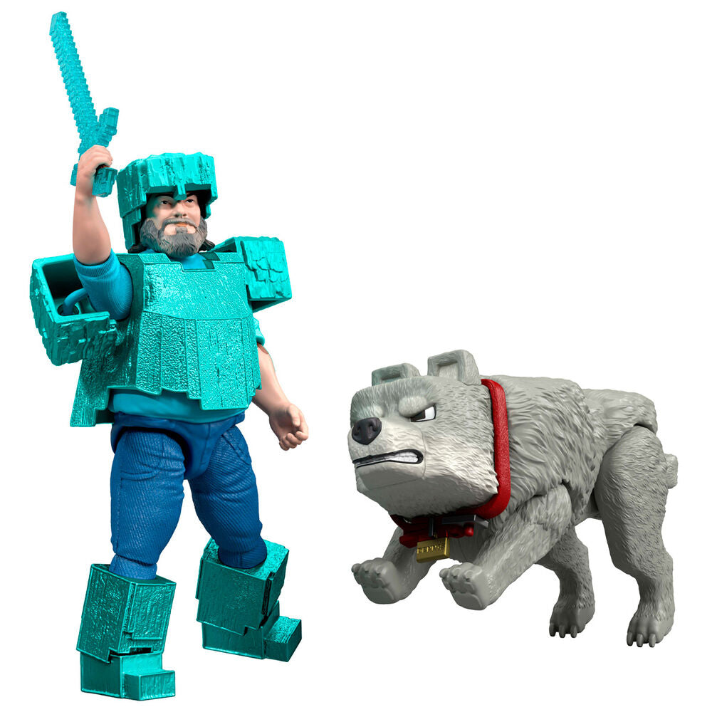 Minecraft The Movie Steve & Wolf 2-Pack Figure Set - Ginga Toys