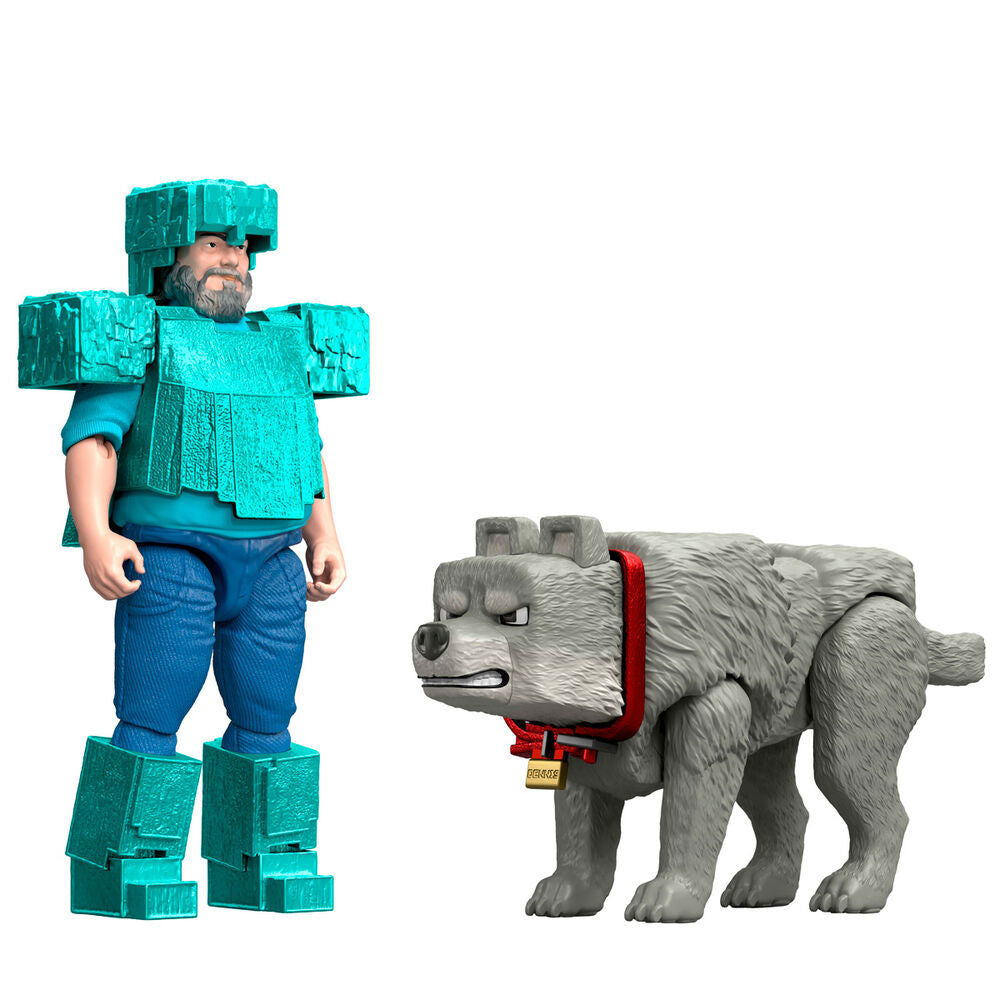 Minecraft The Movie Steve & Wolf 2-Pack Figure Set - Ginga Toys