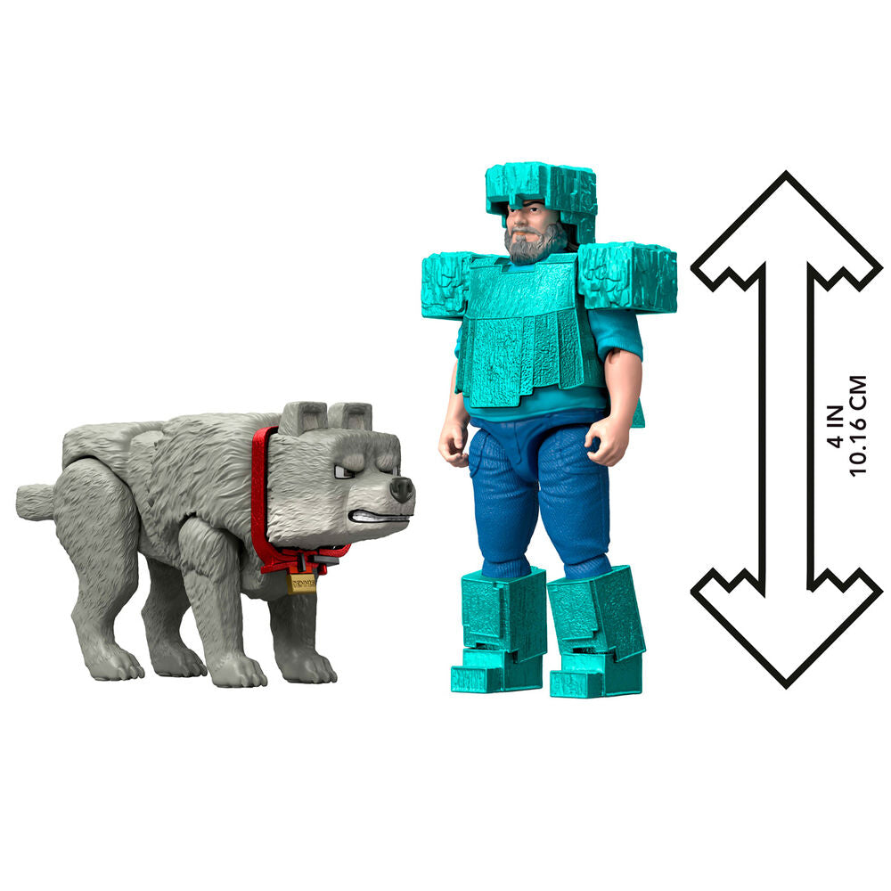 Minecraft The Movie Steve & Wolf 2-Pack Figure Set - Ginga Toys