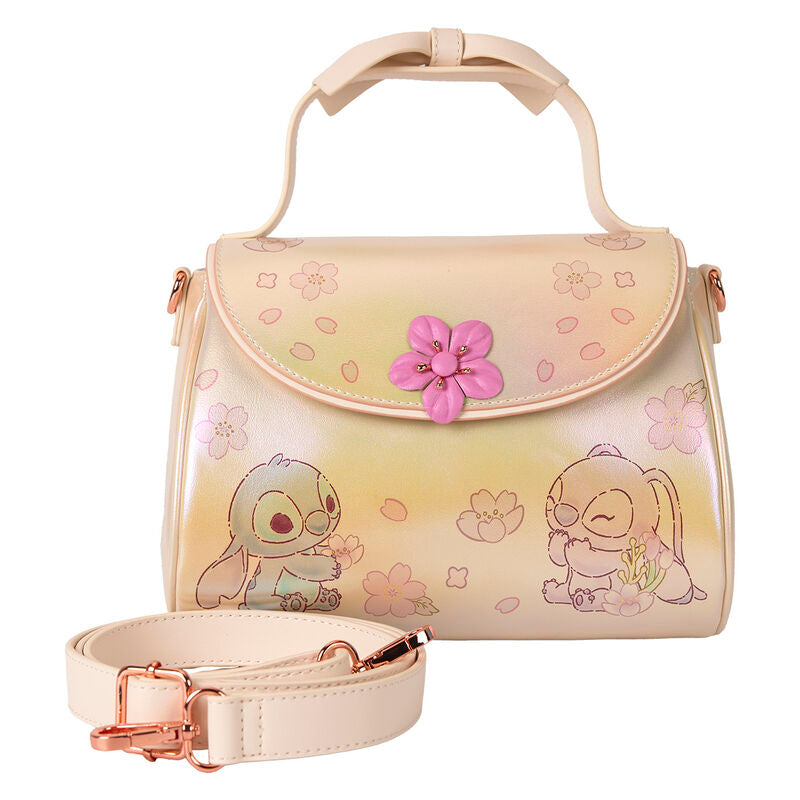 Loungefly Disney Stitch & Angel Cherry Blossom Bow Handle Crossbody Bag - Ginga Toys