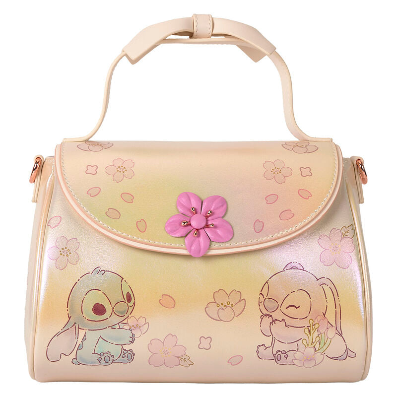 Loungefly Disney Stitch & Angel Cherry Blossom Bow Handle Crossbody Bag - Ginga Toys