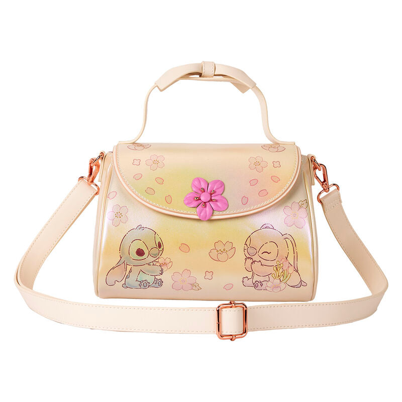 Loungefly Disney Stitch & Angel Cherry Blossom Bow Handle Crossbody Bag - Ginga Toys