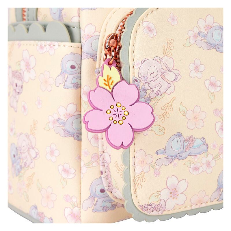 Loungefly Disney Stitch & Angel Cherry Blossom All-Over Print Mini Backpack - Ginga Toys
