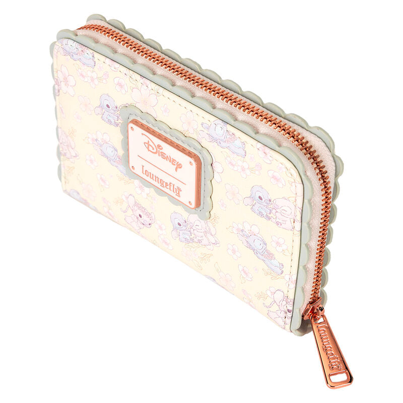 Loungefly Disney Stitch & Angel Cherry Blossom All-Over Print Zip Around Wallet - Ginga Toys