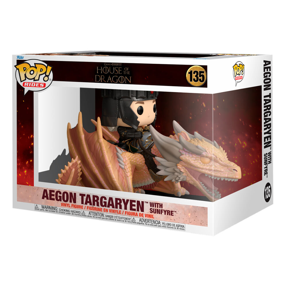 Funko Pop! Rides Deluxe: House of the Dragon - Aegon Targaryen with Sunfyre Vinyl Figure #135 - Ginga Toys