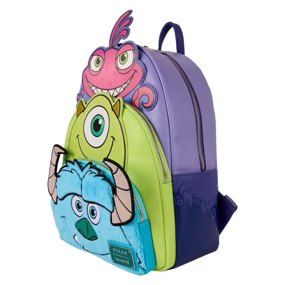 Loungefly Disney-Pixar: Monsters Inc. Sulley, Mike, & Randall Triple Pocket Mini Backpack