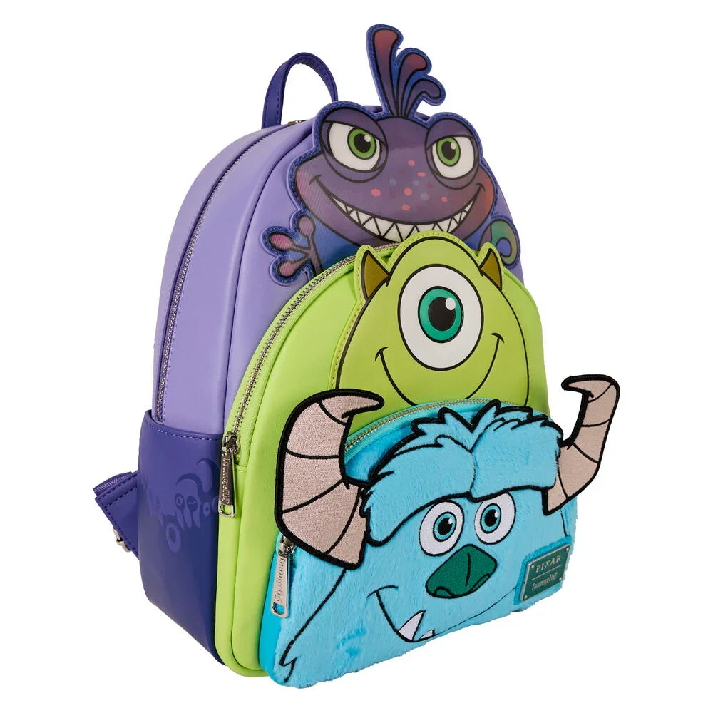 Loungefly Disney-Pixar: Monsters Inc. Sulley, Mike, & Randall Triple Pocket Mini Backpack