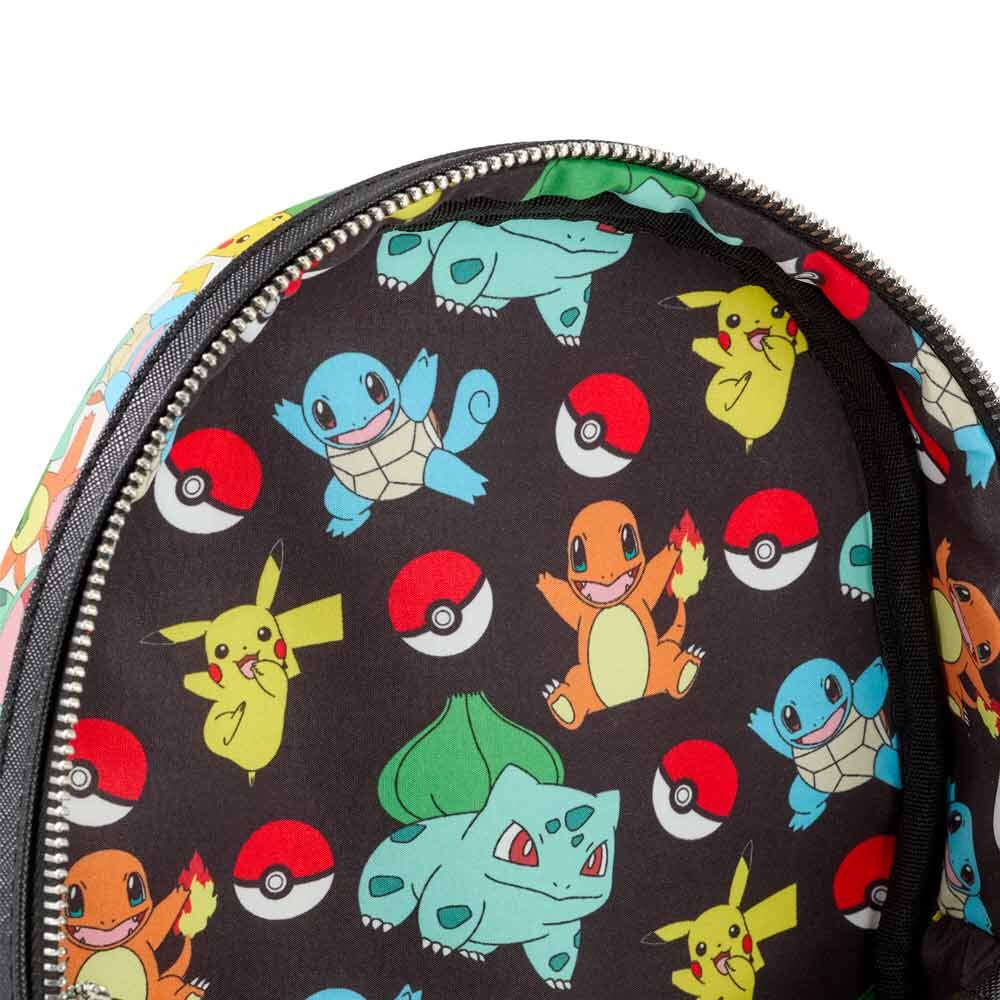 Loungefly Pokémon Starters and Pikachu AOP Mini Backpack
