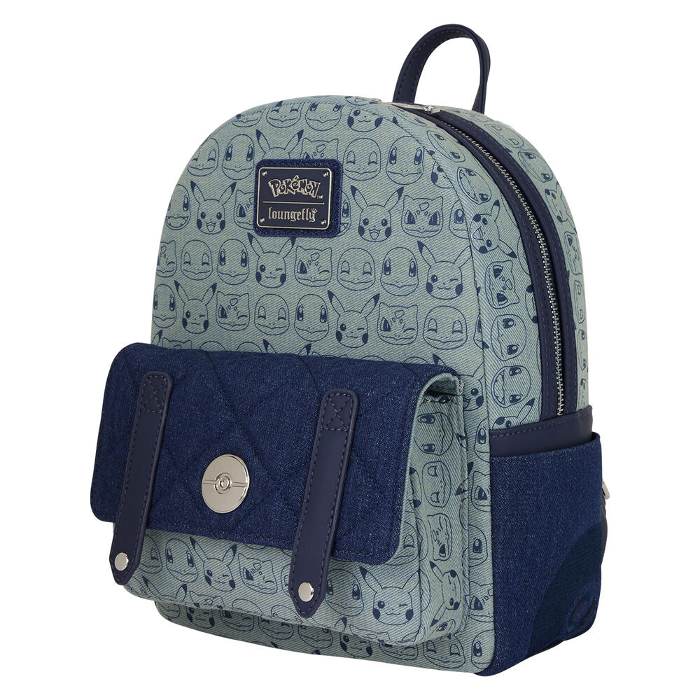 Loungefly Pokémon Faux Denim All-Over Print Mini Backpack - Ginga Toys