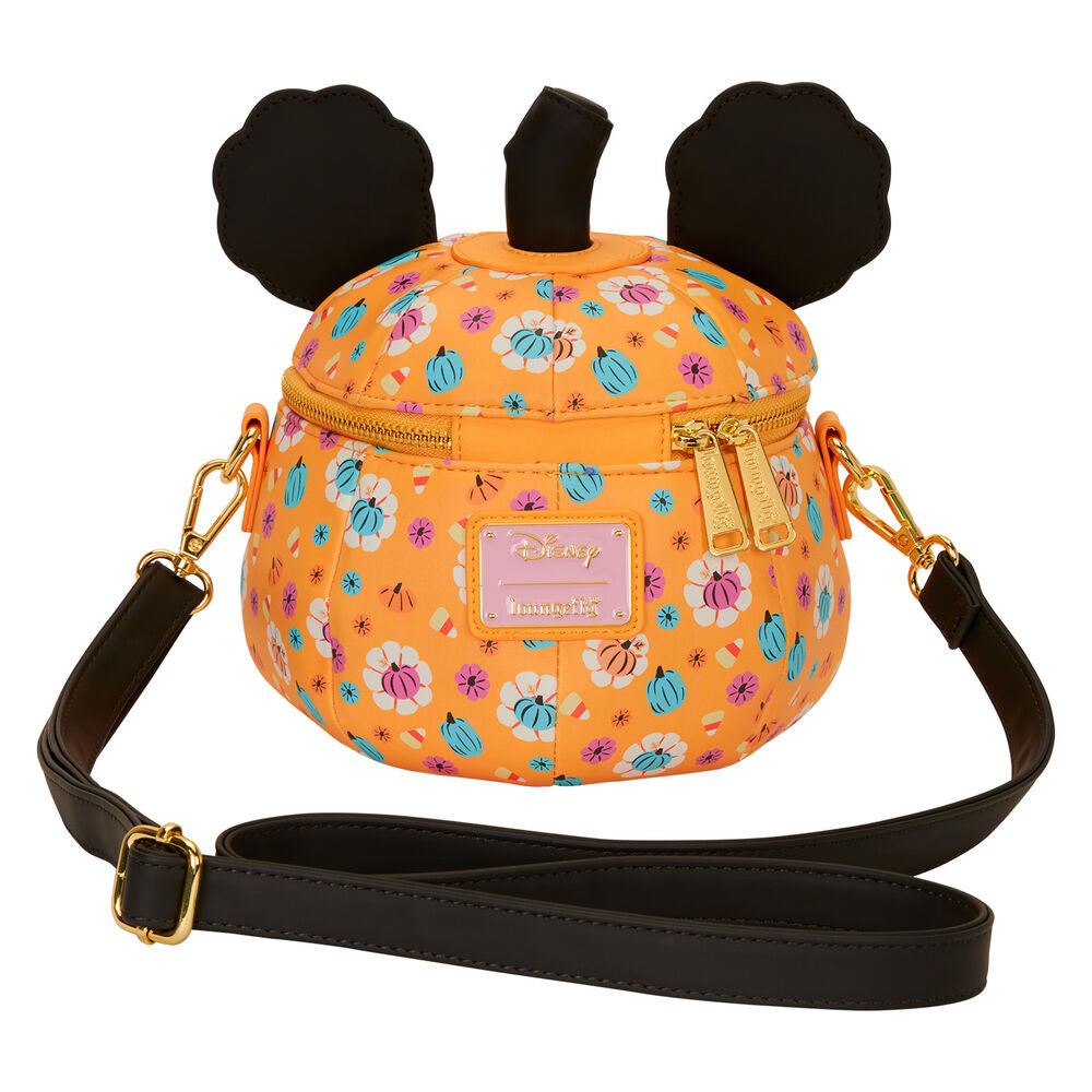 Loungefly Disney Mickey Mouse Floral Pumpkin Head Glow Figural Crossbody Bag - Ginga Toys