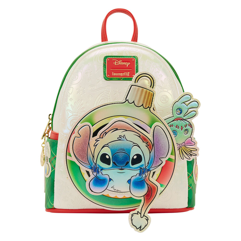 Loungefly Disney Stitch & Scrump Iridescent Holiday Ornament Mini Backpack - Ginga Toys