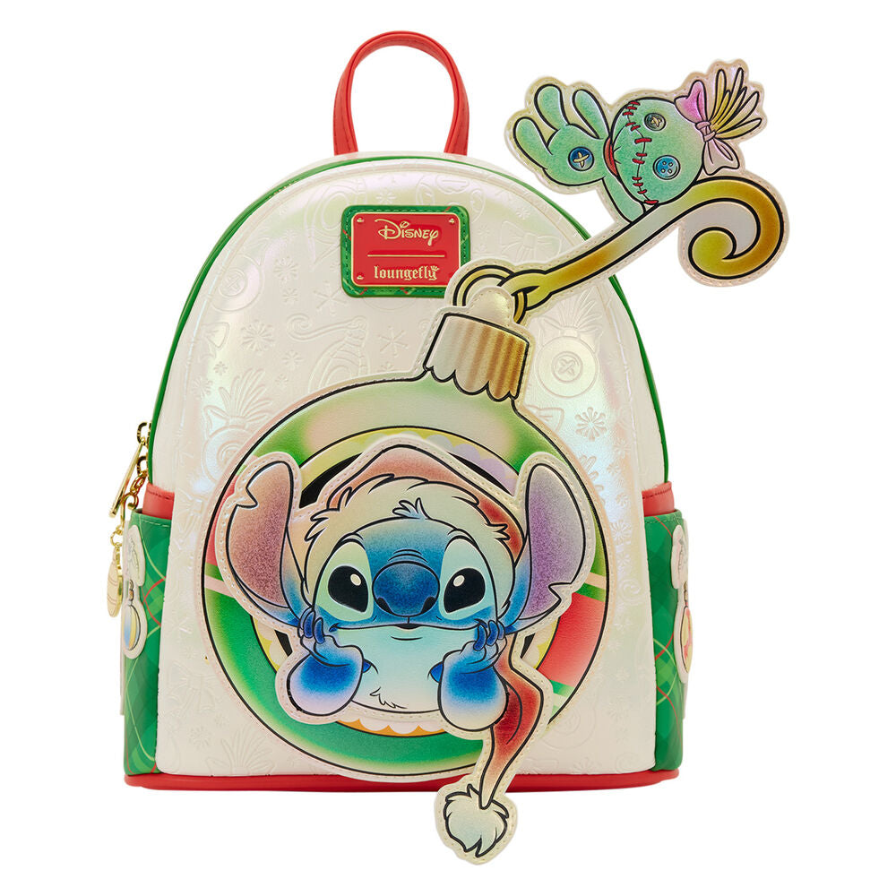 Loungefly Disney Stitch & Scrump Iridescent Holiday Ornament Mini Backpack - Ginga Toys