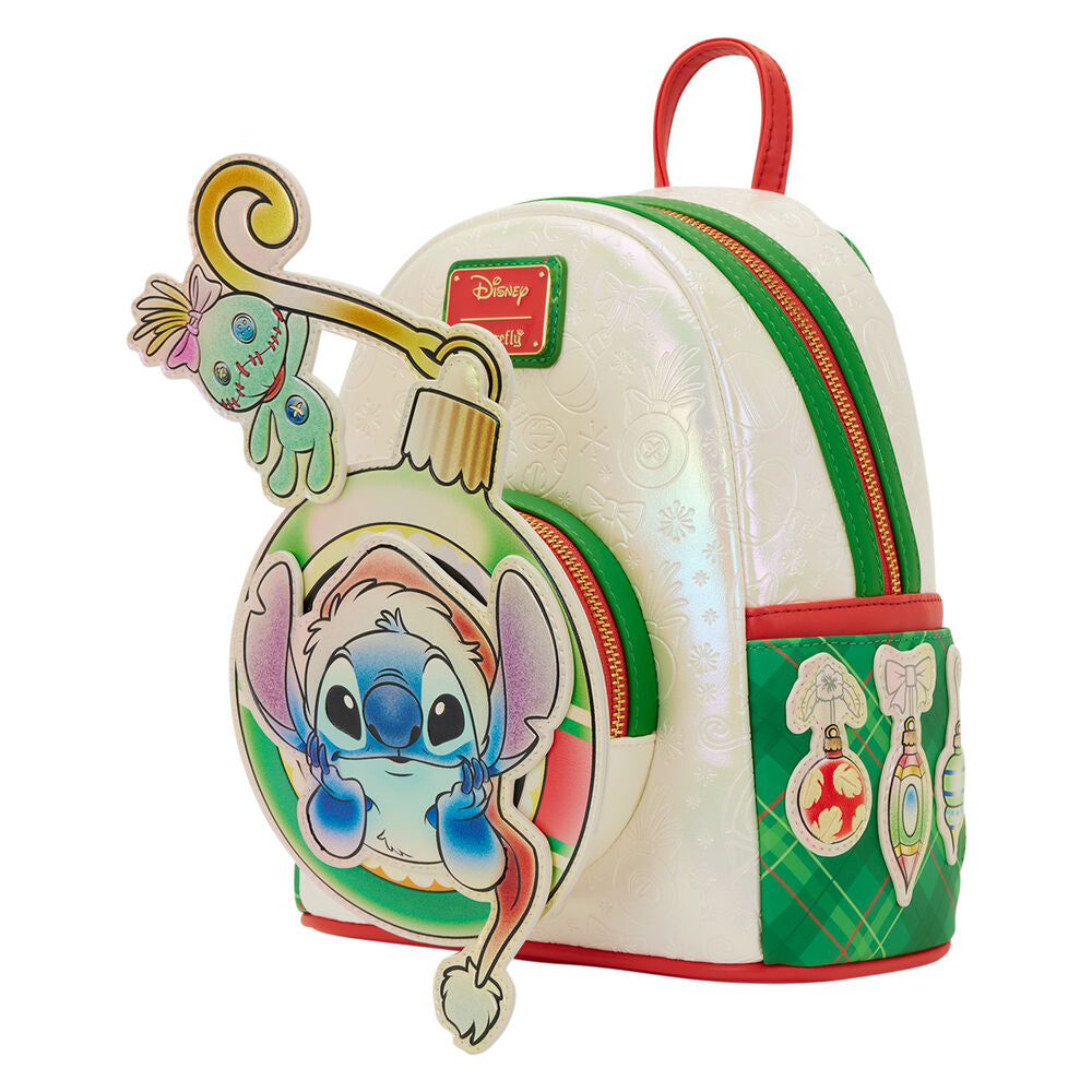 Loungefly Disney Stitch & Scrump Iridescent Holiday Ornament Mini Backpack - Ginga Toys