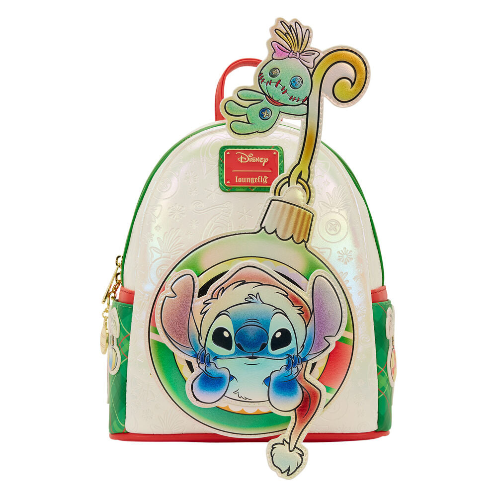 Loungefly Disney Stitch & Scrump Iridescent Holiday Ornament Mini Backpack - Ginga Toys