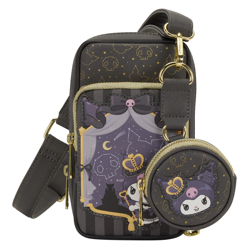 Loungefly Sanrio Kuromi 20th Anniversary Cell Phone Crossbody Bag with Coin Bag - Ginga Toys
