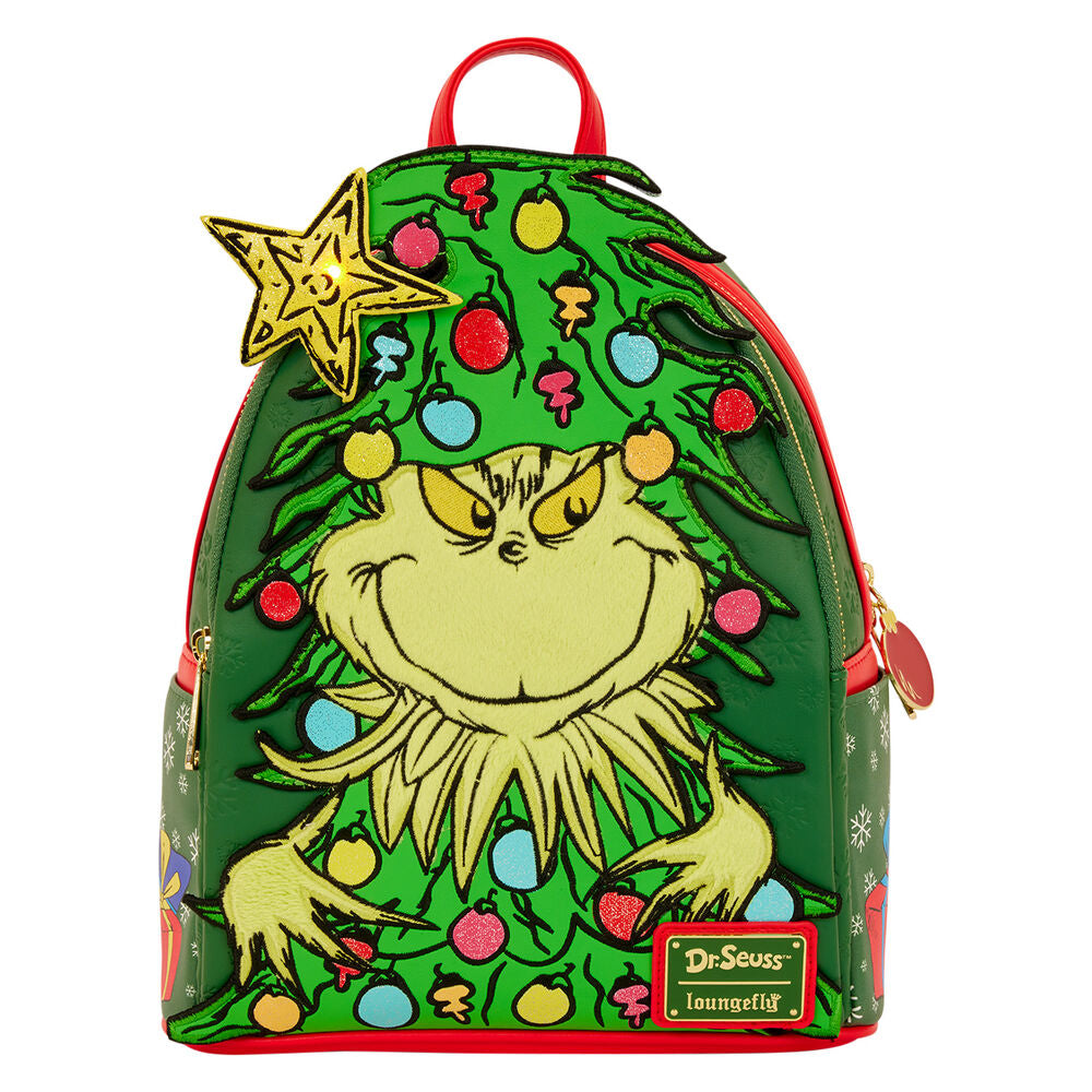 Loungefly The Grinch Dr. Seuss How the Grinch Stole Christmas! Tree Light Up Plush Mini Backpack - Ginga Toys