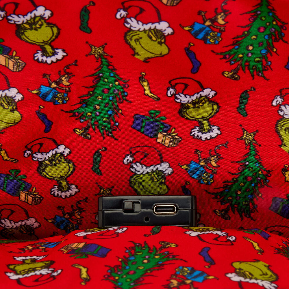 Loungefly The Grinch Dr. Seuss How the Grinch Stole Christmas! Tree Light Up Plush Mini Backpack - Ginga Toys