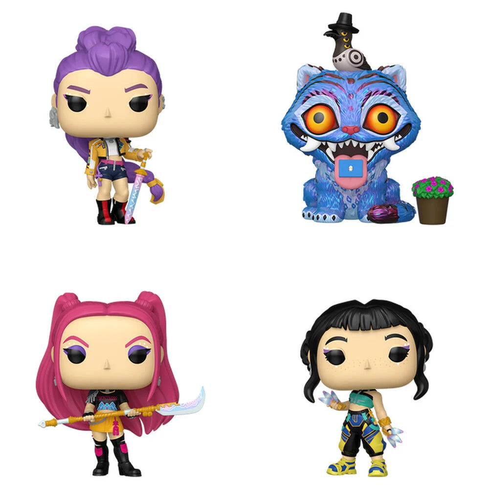 FUNKO POP KPop Demon Hunters HUNTR/X Rumi Mira Zoey and glow-in-the-dark Derpy Tiger 4-Pack - Ginga Toys