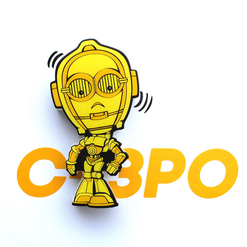 3D Light FX Star Wars C-3PO 3D Deco Mini-Sized Sticker LED Wall Light - Ginga Toys