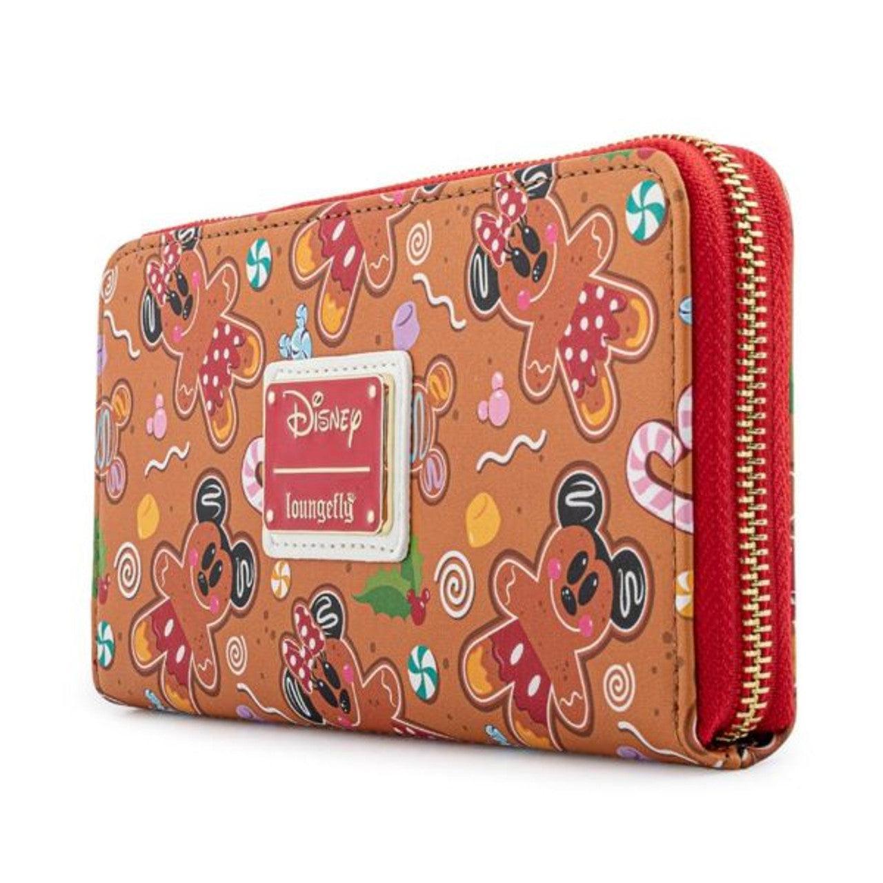 Loungefly Disney Gingerbread Mickey and Minnie Mouse Zip Around Wallet