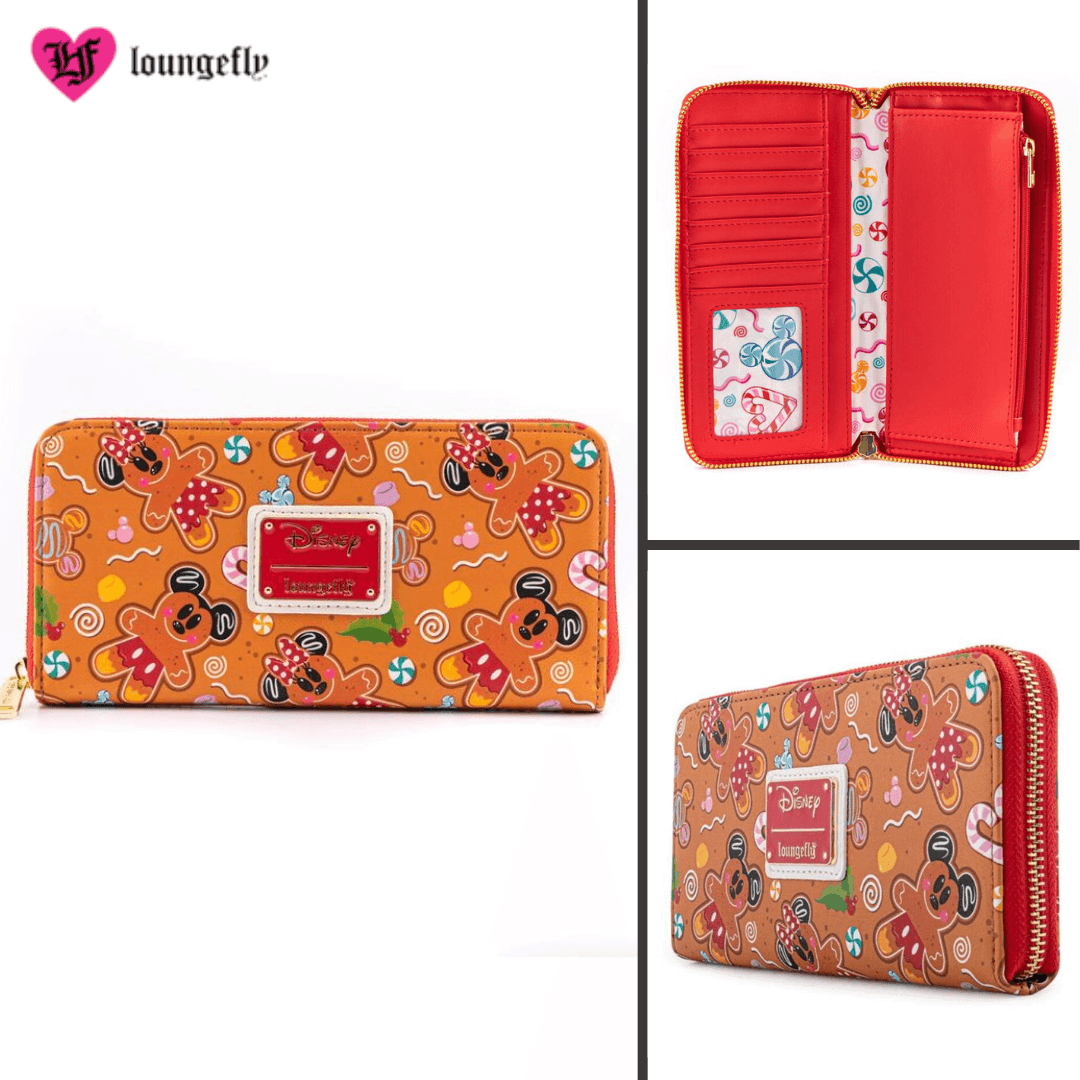 Loungefly Disney Gingerbread Mickey and Minnie Mouse Zip Around Wallet - Loungefly - Ginga Toys