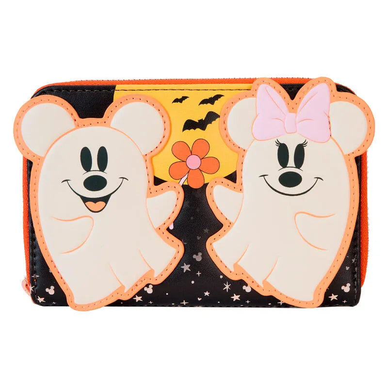 Loungefly Disney Mickey & Minnie Floral Ghost Glow Zip Around Wallet - Ginga Toys