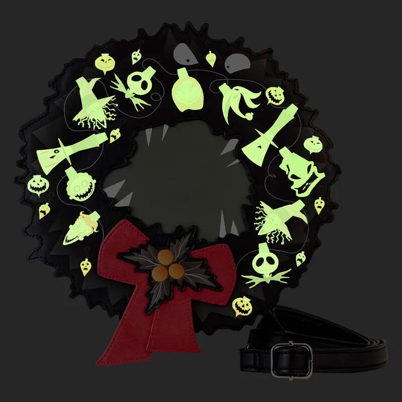 Loungefly Disney Nightmare Before Christmas Wreath String Lights Glow Crossbody Bag - Ginga Toys