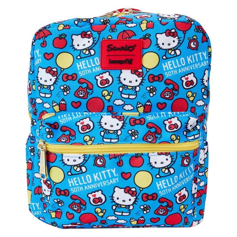 Loungefly Sanrio Hello Kitty 50th Anniversary All-Over Print Nylon Square Mini Backpack - Ginga Toys