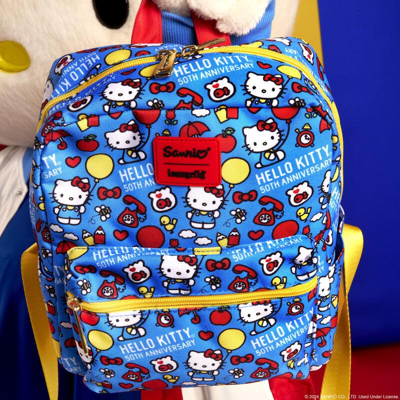 Loungefly Sanrio Hello Kitty 50th Anniversary All-Over Print Nylon Square Mini Backpack - Ginga Toys