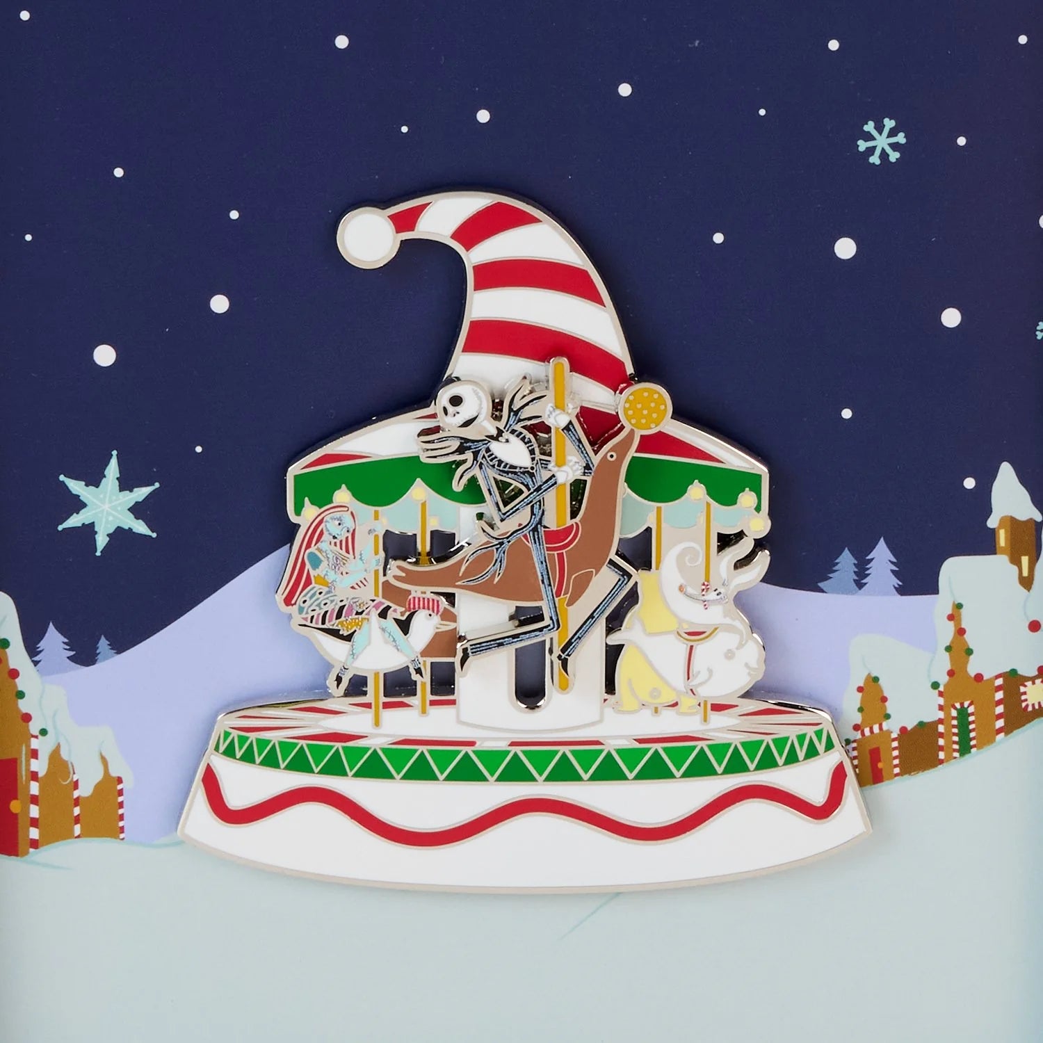 Loungefly Disney The Nightmare Before Christmas - Christmas Town Carousel Sliding 3" Collectors Pin - Ginga Toys