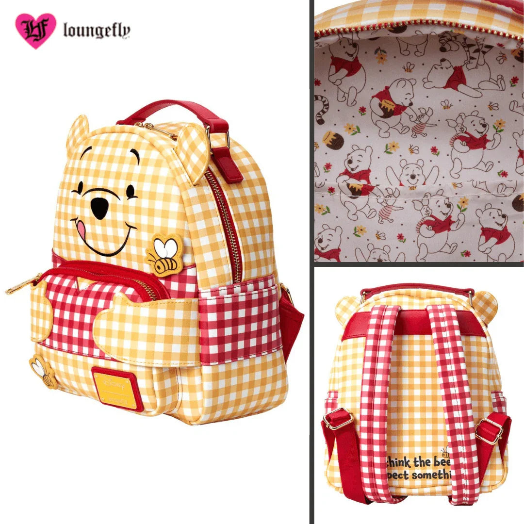 Loungefly X Disney Winnie the Pooh Gingham Cosplay Mini Backpack display picture 1