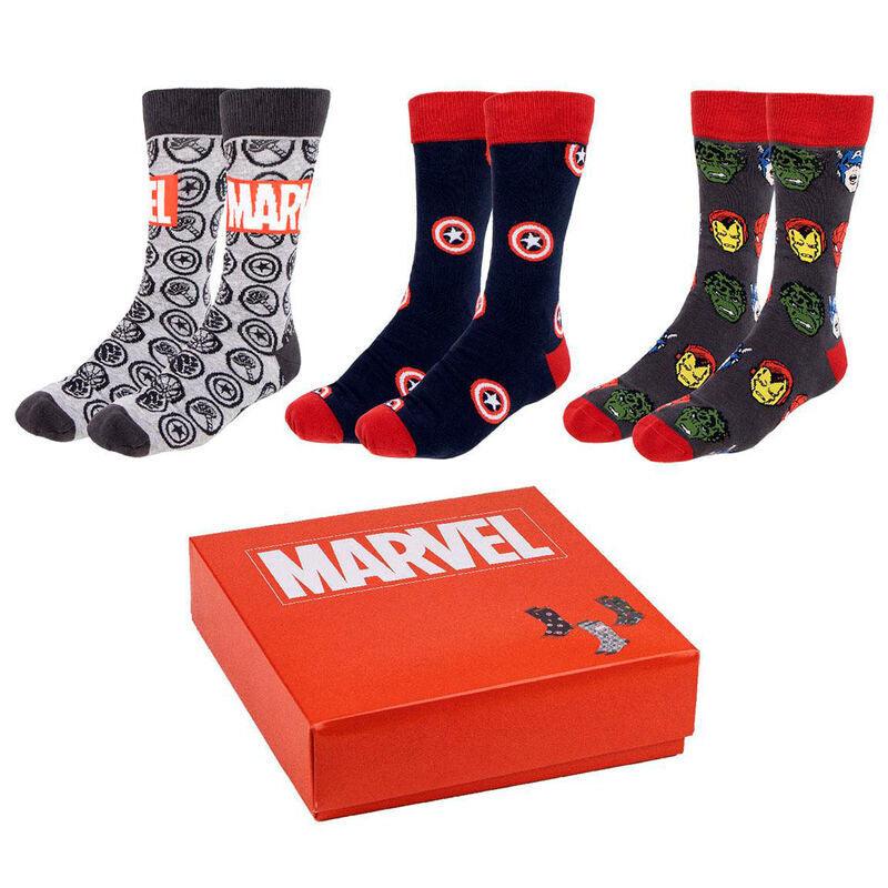 Marvel Adult Socks Pack 3 Pieces Gift Box 36/41 - Cerda - Ginga Toys