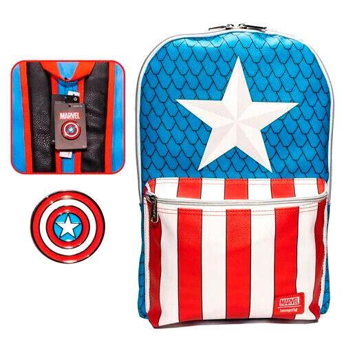Marvel Captain America Exclusive Cosplay Backpack and Pin Set - Loungefly - Ginga Toys