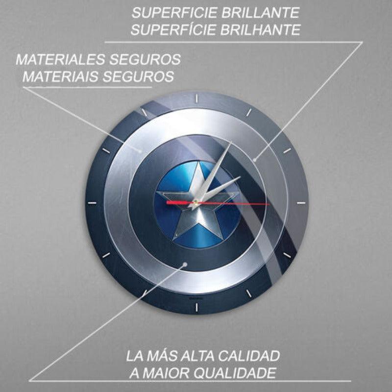 Marvel Captain America Glossy Wall Clock 001 Blue - Ert Group - Ginga Toys