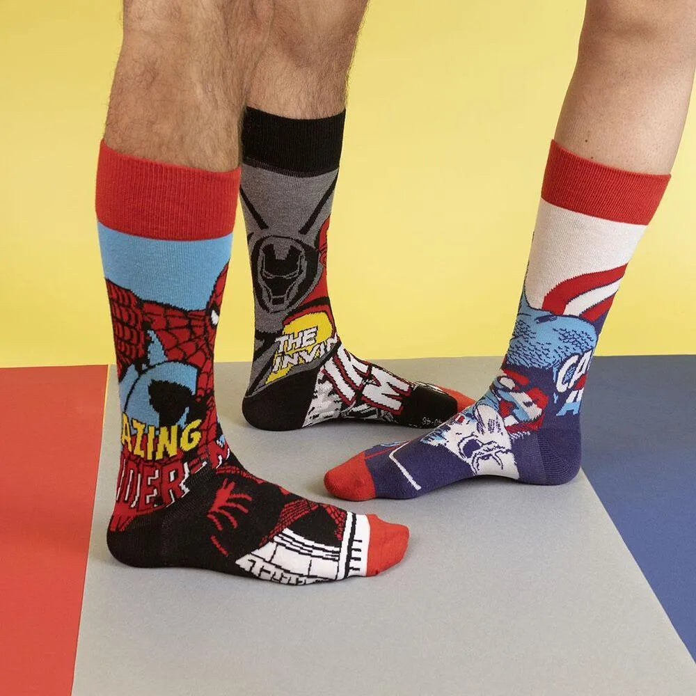 Marvel Comics Adult Socks Pack 3 Pieces Gift Box 40/46 - Cerda - Ginga Toys